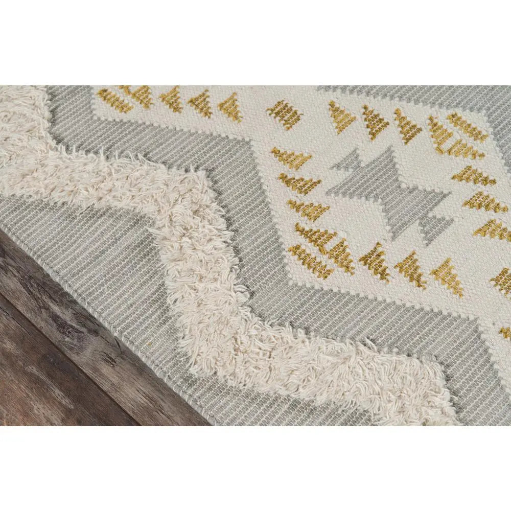Novogratz x Momeni 5x7 Gray Southwestern Handmade Wool Area Rug - Luxe Shaggy Tribal Medallion