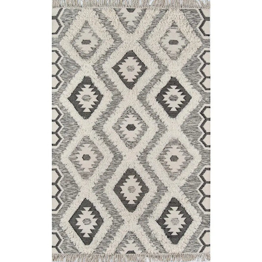 Novogratz x Momeni 5x7 Southwestern Handmade Wool Rug - Bold Black & Boho Pastels