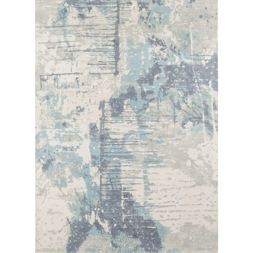 Momeni  5' x 7'6" Abstract Concrete-Inspired Wool Area Rug - Blue & Mineral Tones
