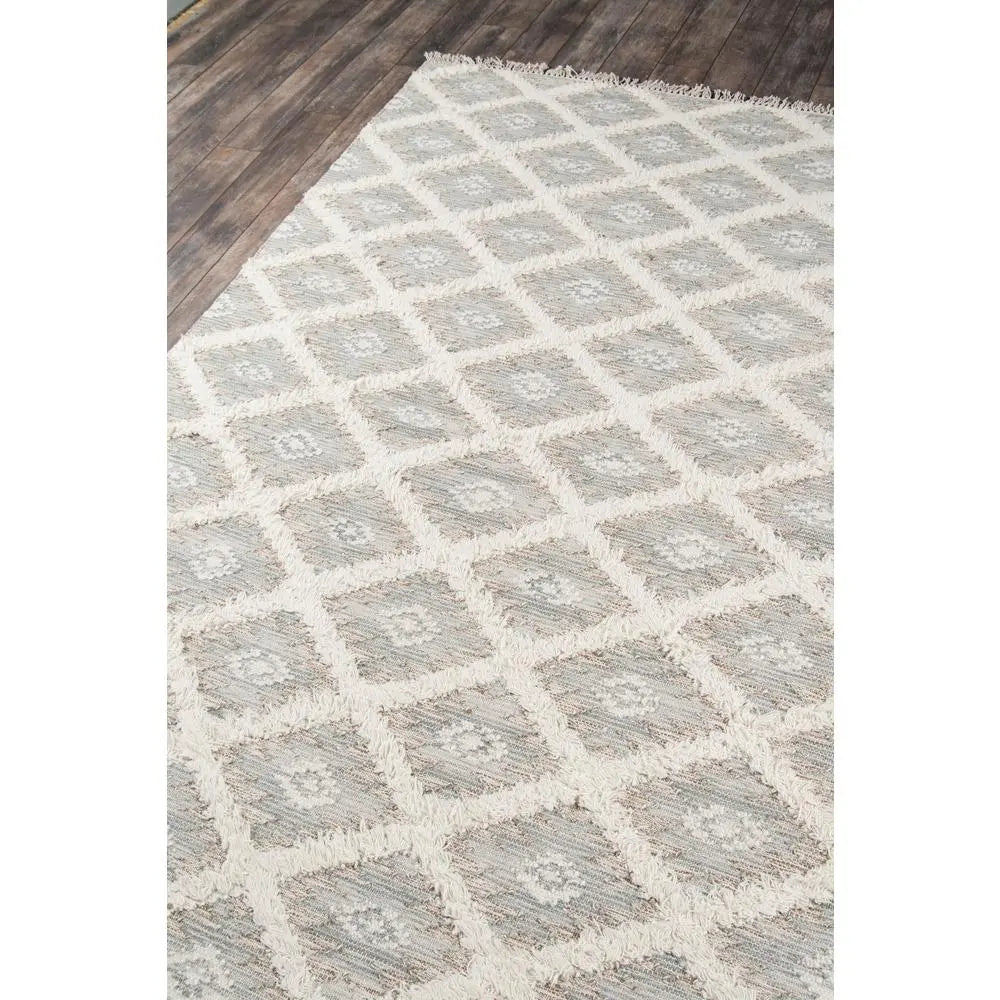 Momeni 5' x 7' Southwestern Hand-Woven Wool Area Rug – Grey Tribal Diamond Trellis