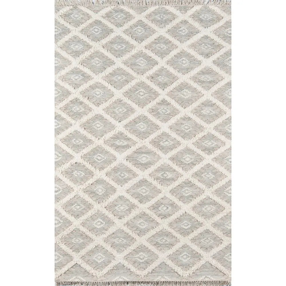 Momeni 5' x 7' Southwestern Hand-Woven Wool Area Rug – Grey Tribal Diamond Trellis