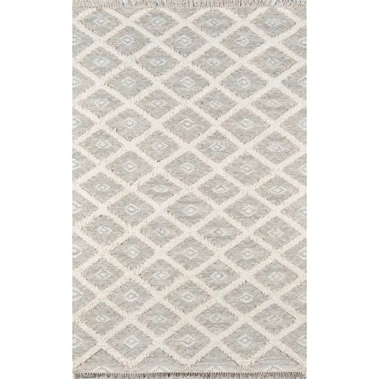 Momeni 5' x 7' Southwestern Hand-Woven Wool Area Rug – Grey Tribal Diamond Trellis