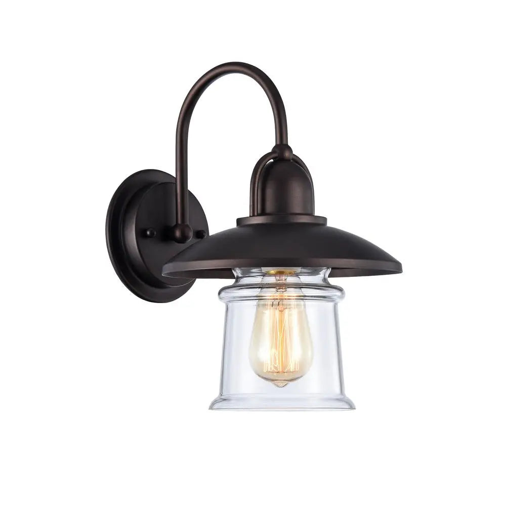 Manette 9" Industrial Oil Rubbed Bronze Wall Sconce - Vintage Barn Style with Edison Bulb