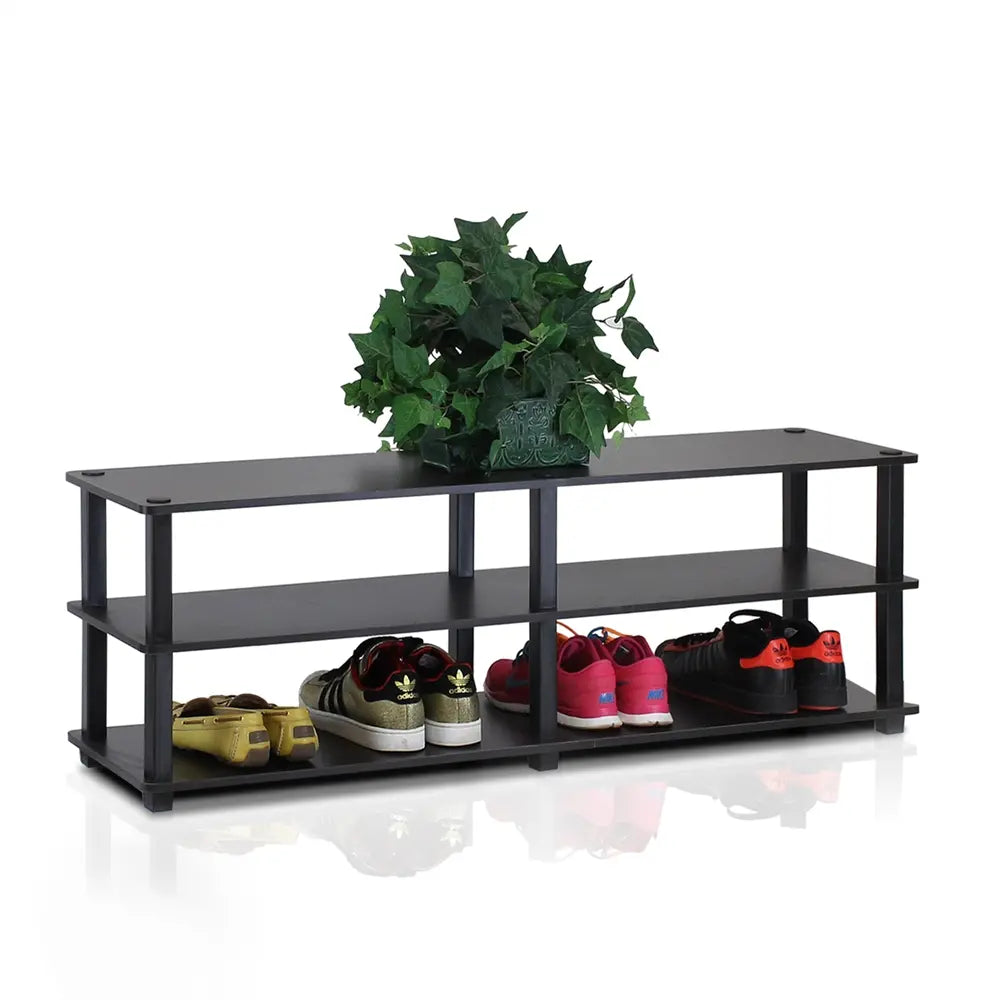 Furinno TST 3-Tier Wide Shoe Storage Rack – Espresso & Black