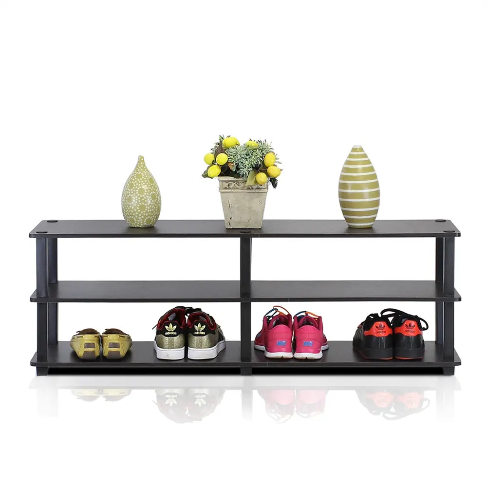 Furinno TST 3-Tier Wide Shoe Storage Rack – Espresso & Black
